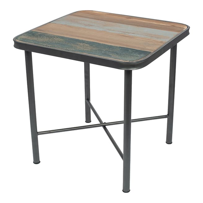 Pacific Life Black Metal & Multi Coloured Wood Square Table