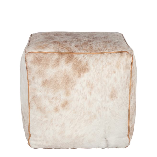 Pacific Life Brown Hide & Recycled Cotton Pouffe