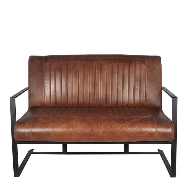 Pacific Life Vintage Brown Leather & Iron Sofa