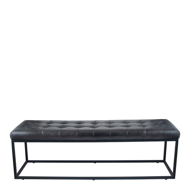Pacific Life Steel Grey Leather & Iron Buttoned Bench