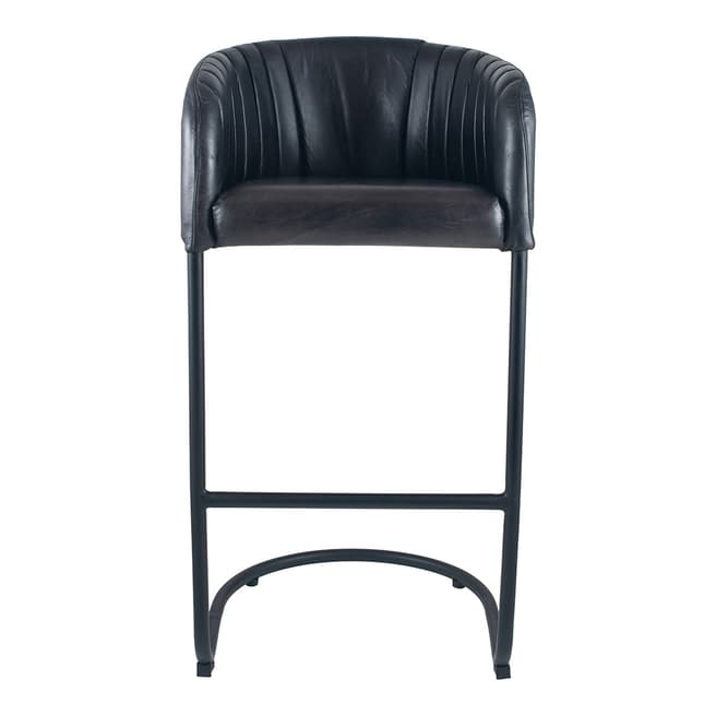 Pacific Life Steel Grey Leather & Iron Curved Back Bar Stool
