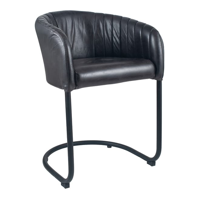 Pacific Life Steel Grey Leather & Iron Curved Back Chair