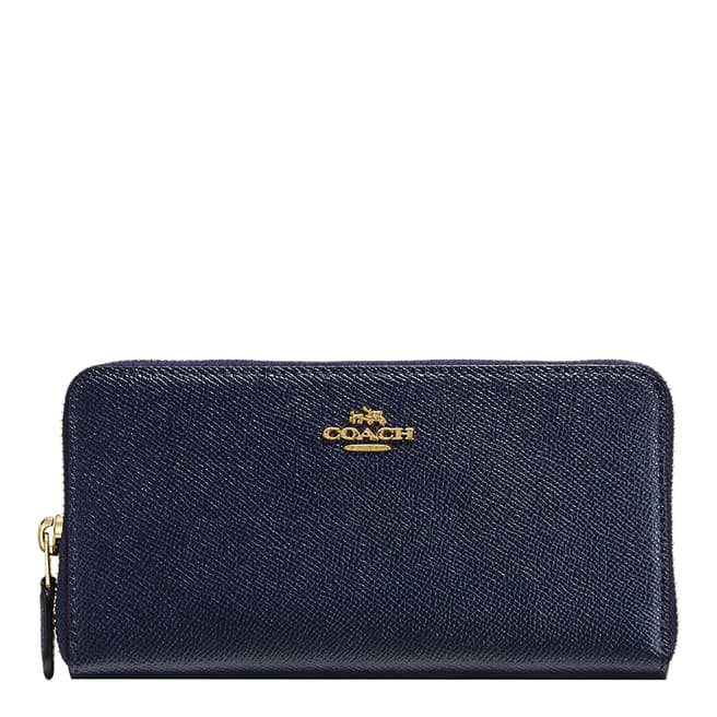Coach Midnight Navy Leather Accordion Wallet