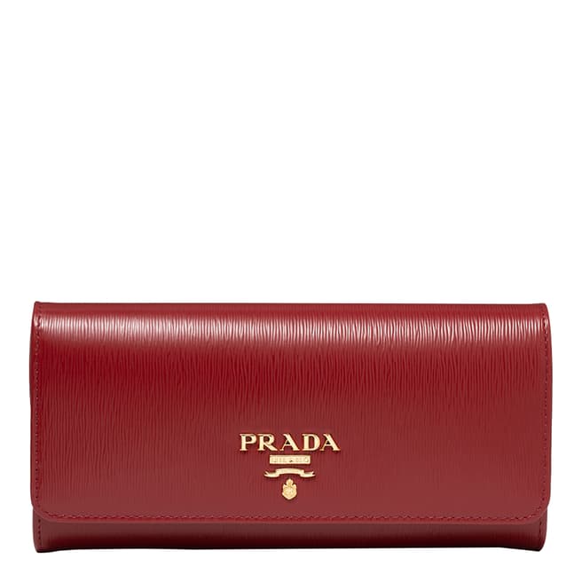 Prada Dark Red Leather Cardholder Wallet