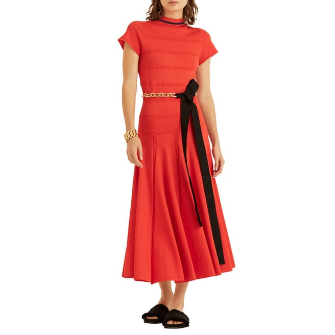 Amanda Wakeley Orange Knit Midi Dress