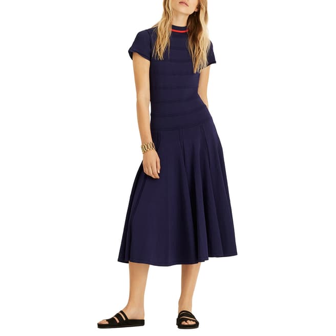 Amanda Wakeley Navy Knit Midi Dress
