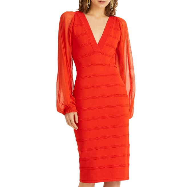 Amanda Wakeley Orange Tulle Mix Knit Dress