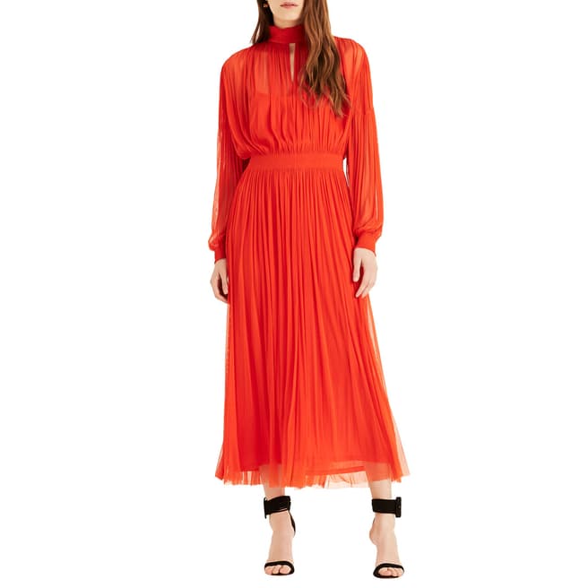 Amanda Wakeley Bright Orange Silk Tulle Dress