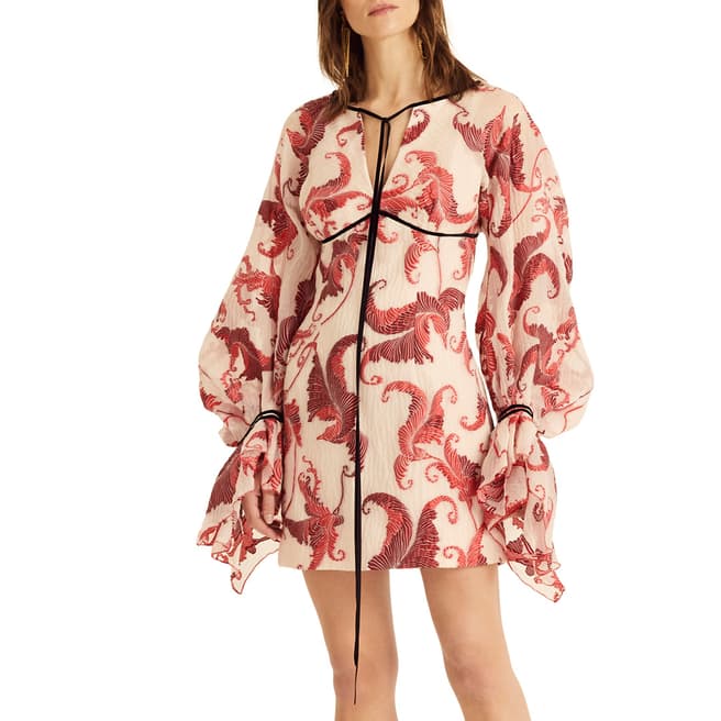 Amanda Wakeley Red Multi Mini Cloque Jacquard Dress