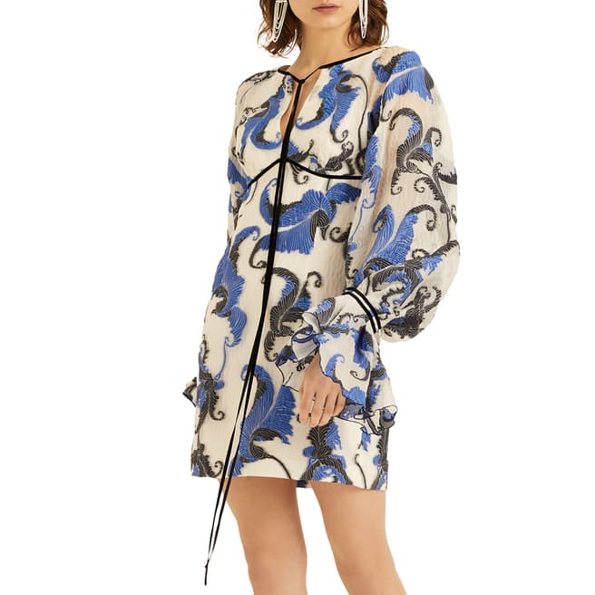 Amanda Wakeley Mini Jacquard Dress Cloque Jacquard Blue Multi Size 06