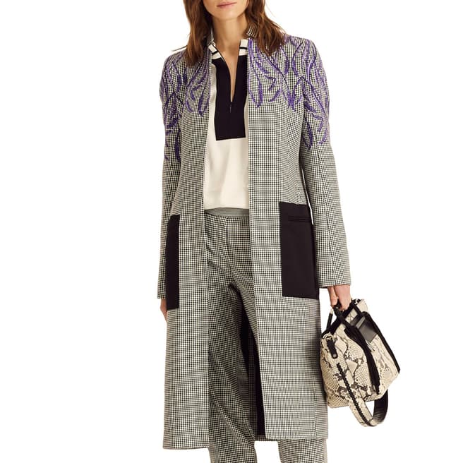 Amanda Wakeley White Multi Novelty Check Embroidered Coat