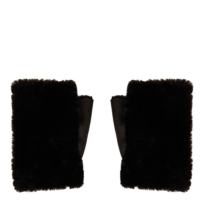 N°· Eleven Black Shearling Fingerless Gloves