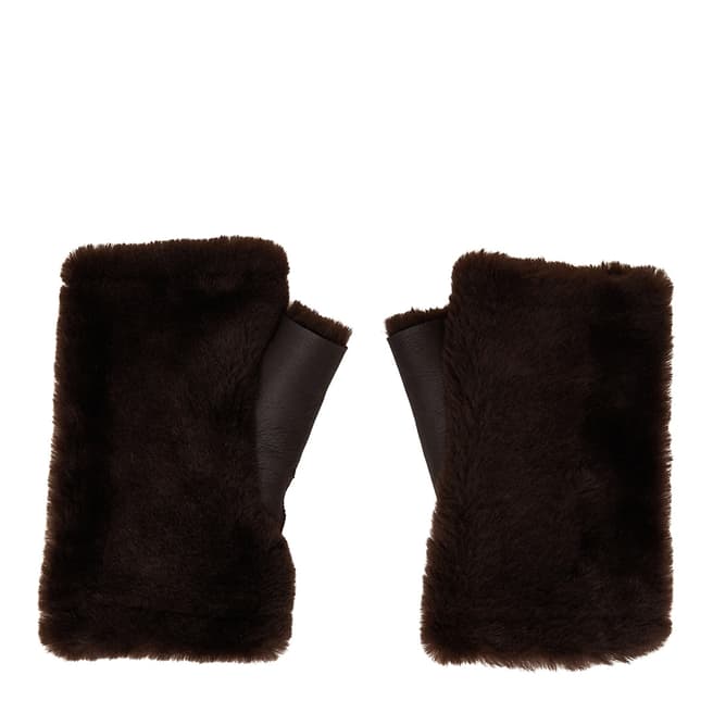 N°· Eleven Brown Shearling Fingerless Gloves