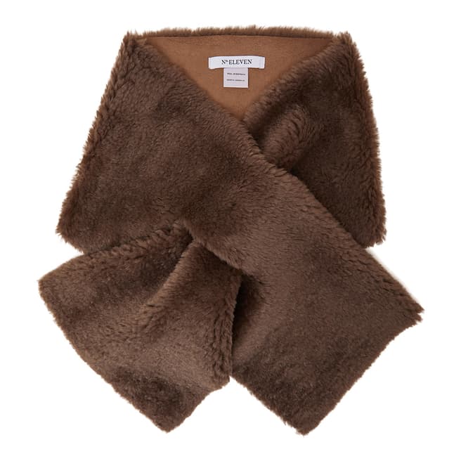 N°· Eleven Light Brown Shearling Scarf
