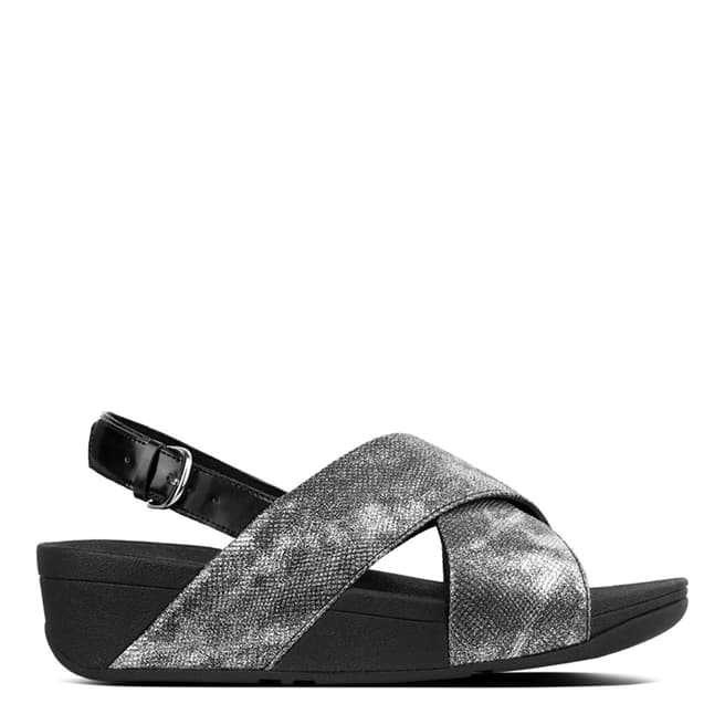 FitFlop Black Shimmer Print Lulu Cross Sandals