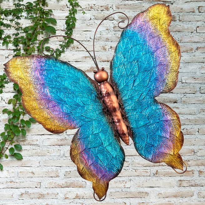 Creekwood Blue Metal Butterfly Wall Art