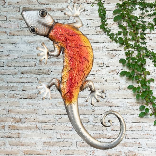 Creekwood Orange Metal Gecko Wall Art