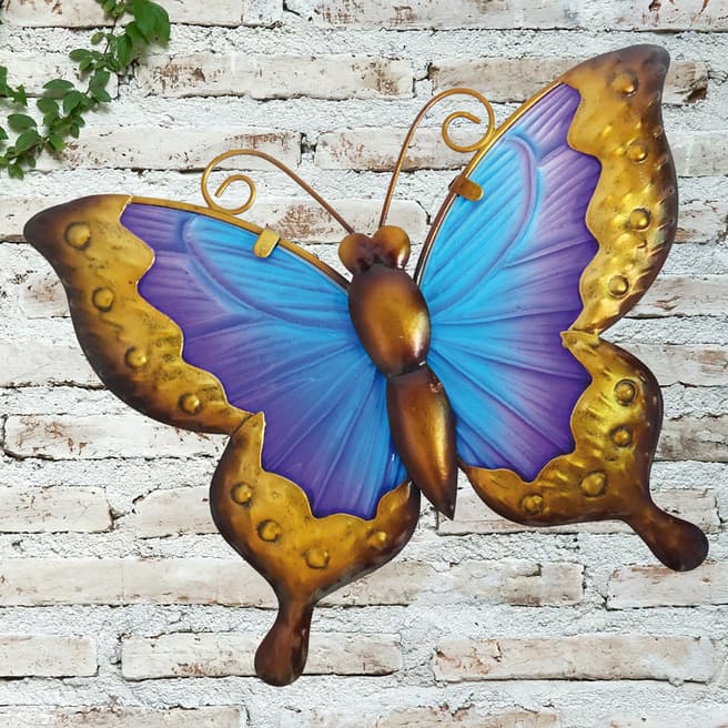 Creekwood Blue/Purple Butterfly Glass Wall Art