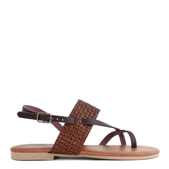 Miss Butterfly Brown Leather Flip Flop Sandals