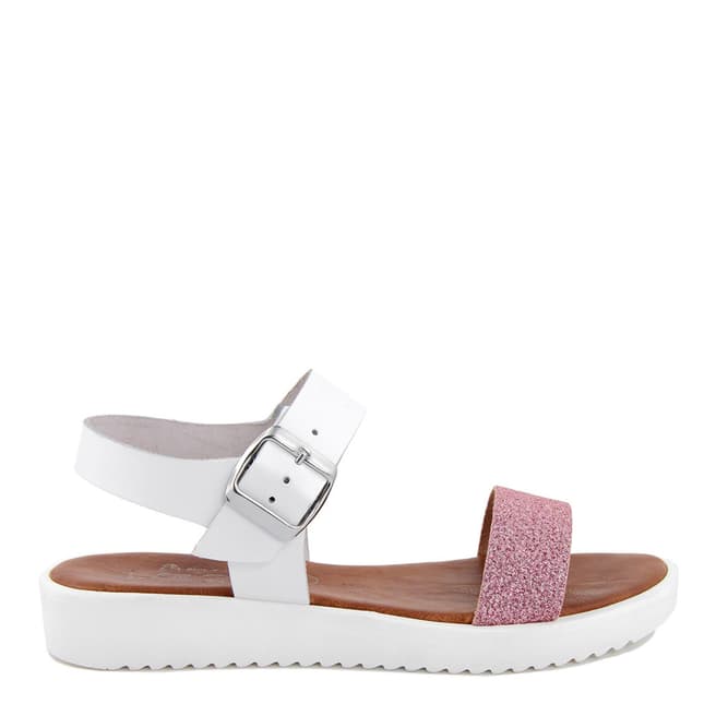 Miss Butterfly White & Rose Leather Platform Sandals