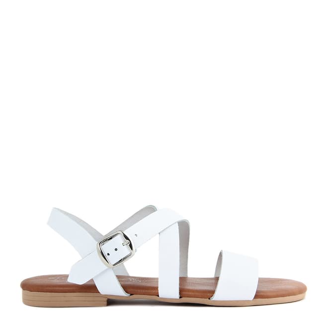 Miss Butterfly White Leather Gladiator Style Sandals