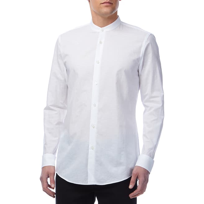 BOSS White Jordi Cotton/Linen Shirt