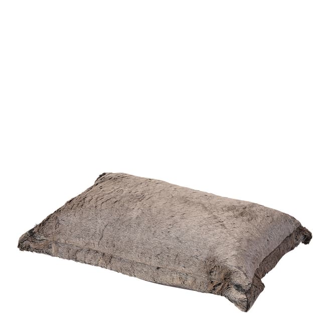 House Of Paws Grey Hessian Faux Fur Dog Cushion, L82 x W57 x H15cm