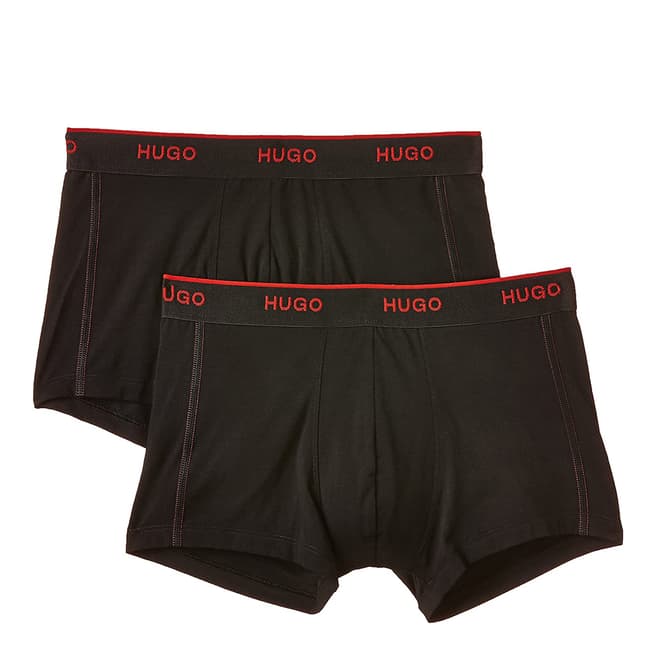 HUGO Black 2 Pack Stretch Cotton Boxer Trunks