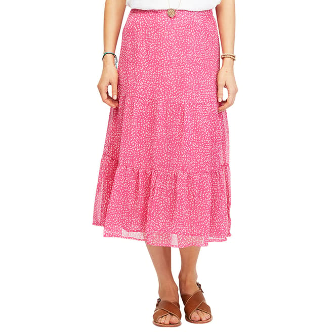 Aspiga Raspberry Chiffon Tiered Midi Skirt