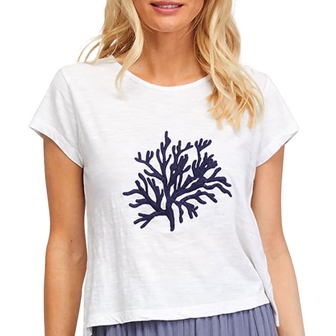 Aspiga White/Navy Coral Embroidered T-Shirt