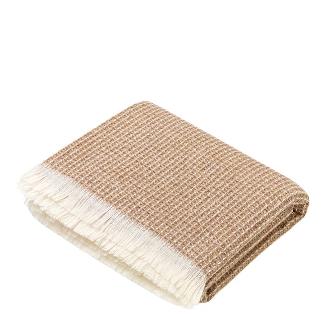 Bronte by Moon Natural Waffle Lambswool Throw 140x185cm