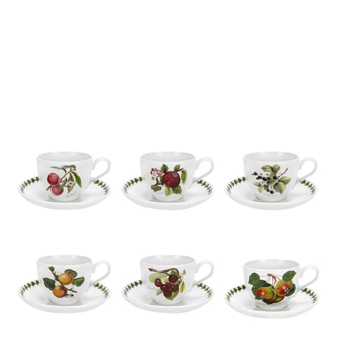 Portmeirion Set of 6 Pomona Tea Cups & Saucers