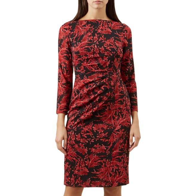Hobbs London Red Print Silk Blend Sacha Dress