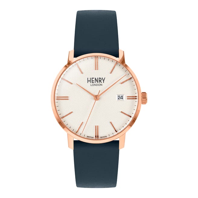Henry London Navy Regency Leather Watch