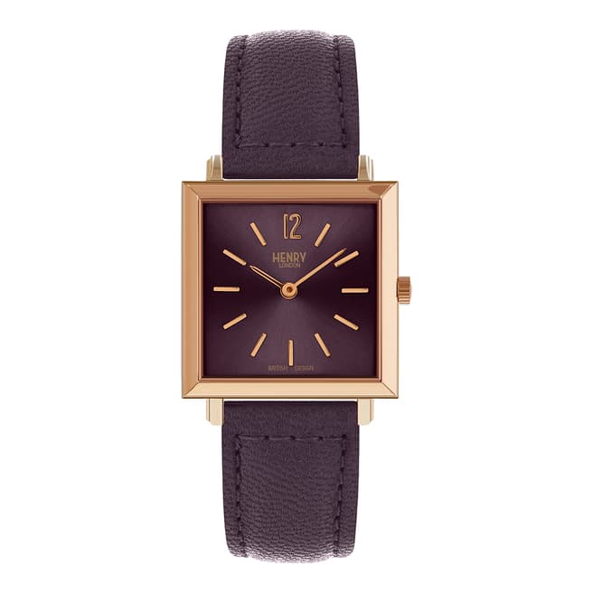 Henry London Berry Heritage Square Leather Watch