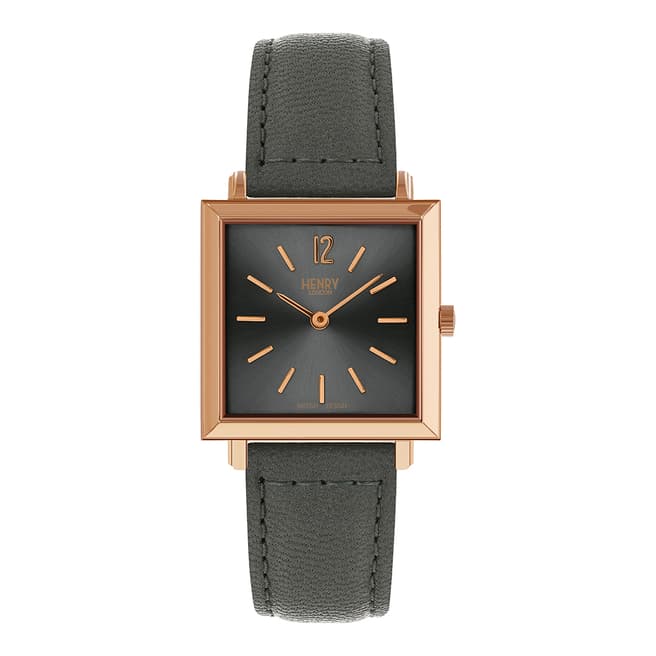 Henry London Pebble Grey Heritage Square Leather Watch