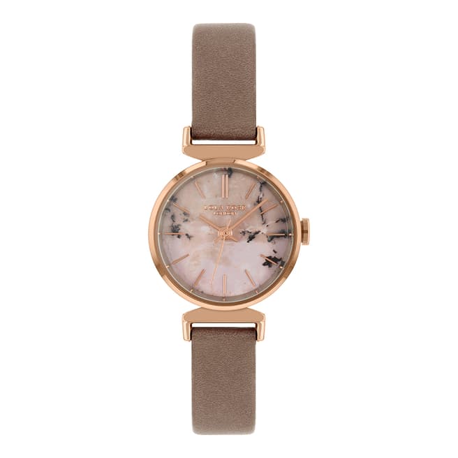 Lola Rose Montana Agate Rose Gold Grey Soft Leather Strap 24mm
