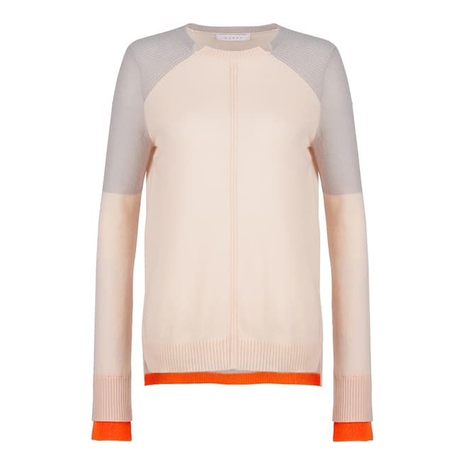Duffy NY Peach/Grey Stitched Cashmere Jumper