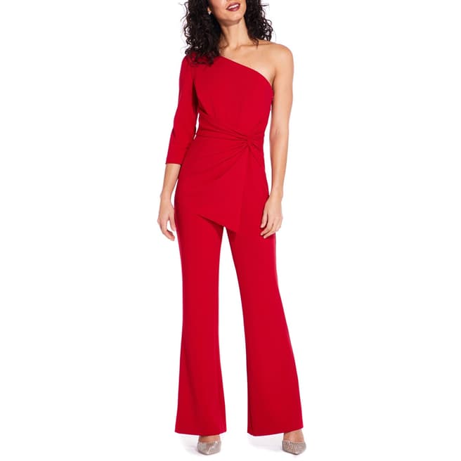Adrianna Papell Cherry One Shoulder Jumpsuit