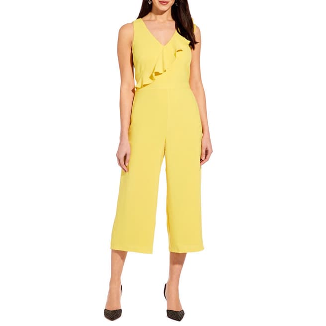 Adrianna Papell Yellow Gauzy Crepe Jumpsuit