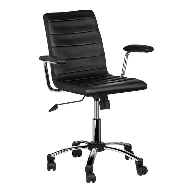 Premier Housewares Black Leather Effect Office Chair with Arms