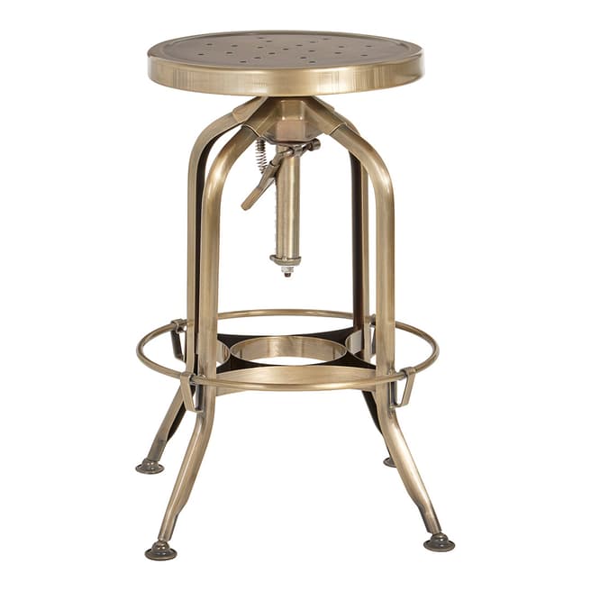 Fifty Five South Gator Adjustable Stool, Brass Finish Steel