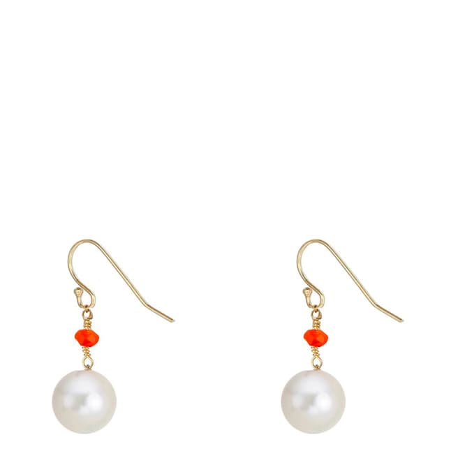 Liv Oliver 18K Gold Carnelian & Pearl Drop Earrings