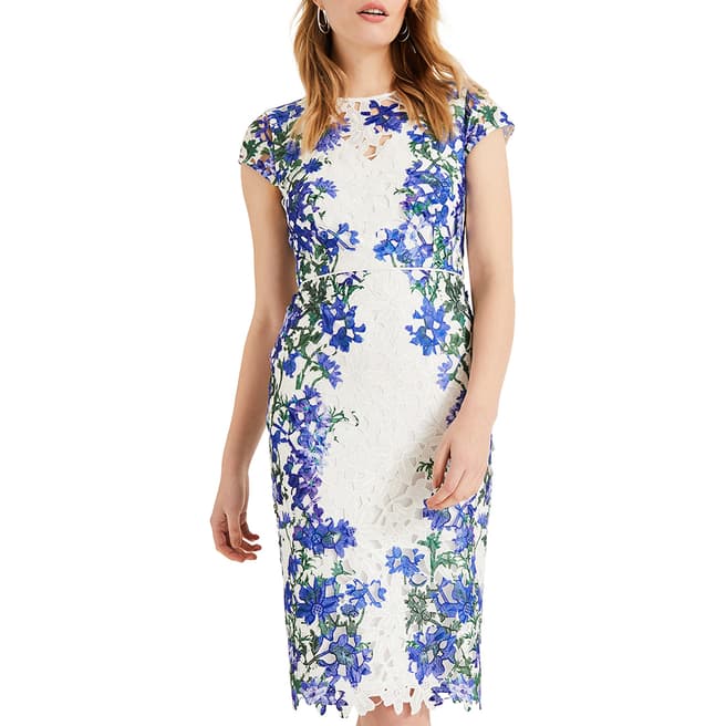 Phase Eight Ivory/Blue Floral Kyra Dress