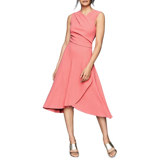 Reiss Pink Marling Wrap Front Dress