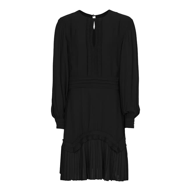 Reiss Black Roxy Soft Pleat Dress