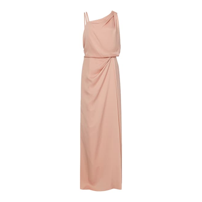 Reiss Pink Ostia Drape Maxi Dress