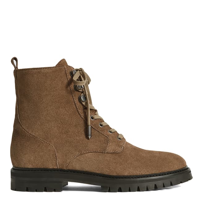 Reiss Taupe Arianna Leather Hiker Boots