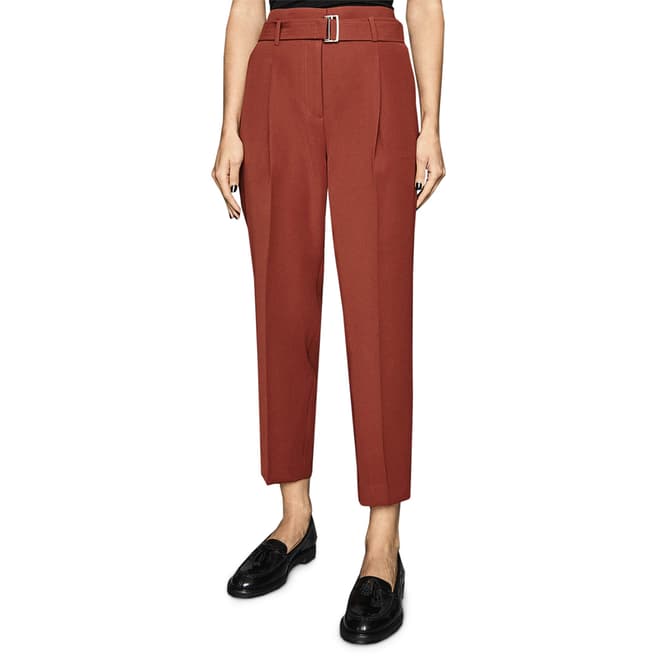 Reiss Rust Cacey Crepe Tapered Trousers