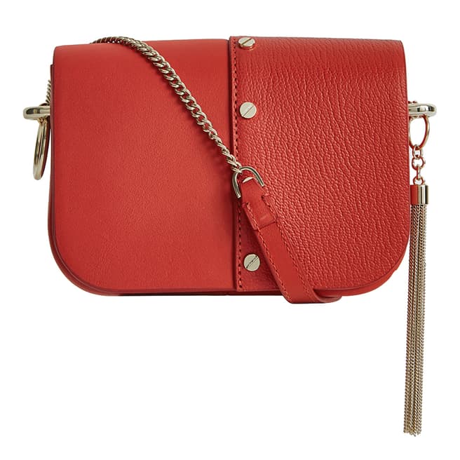 Reiss Red Minijessie Tassel Leather Crossbody Bag